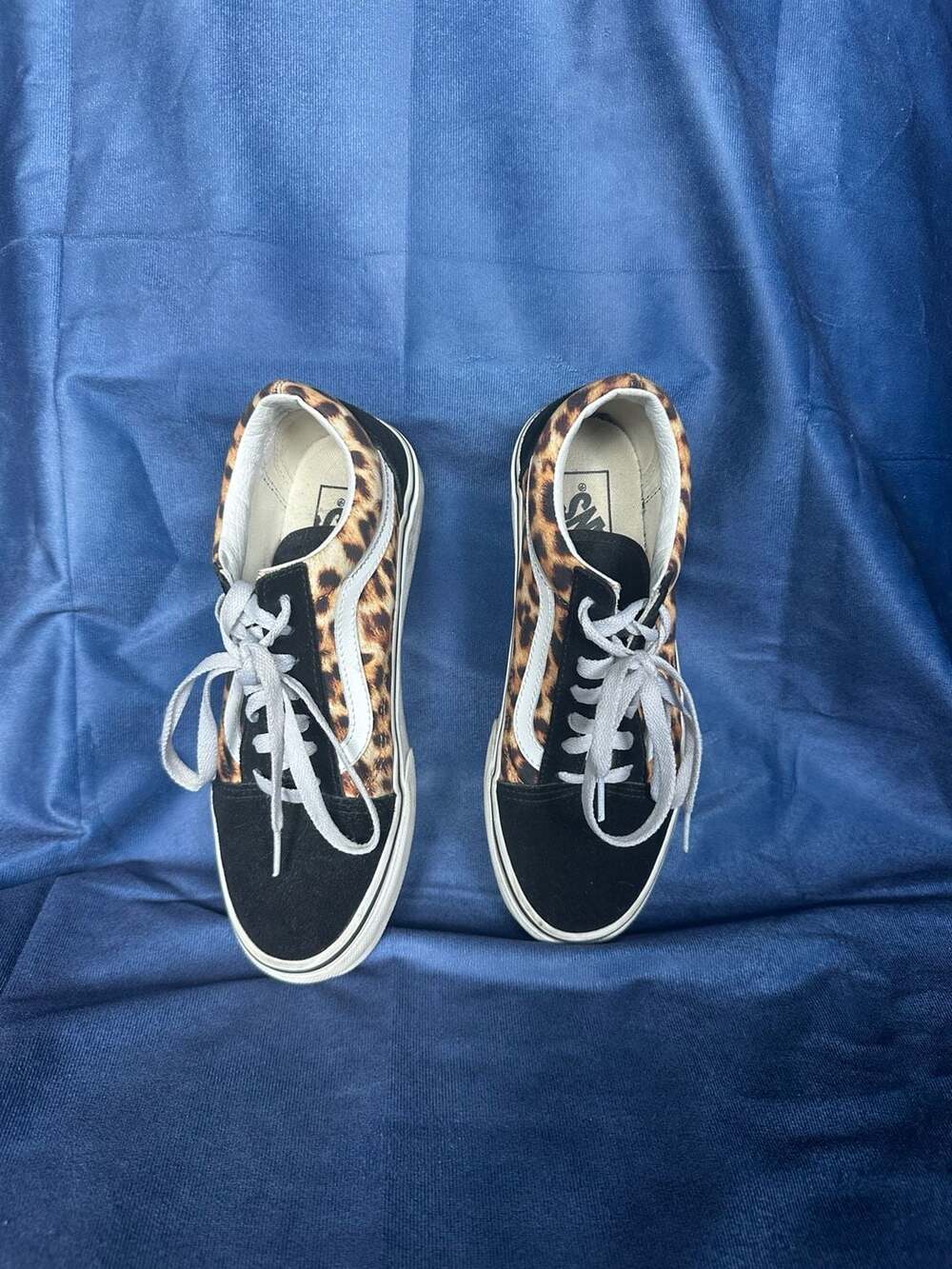 Vans Old Skool Leopard Print Skate Shoes Black/True White - Picture 3 of 8
